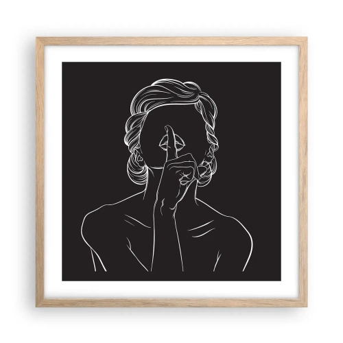 Plakat i ramme af lyst egetræ - Skønhed blomstrer i stilhed - 50x50 cm