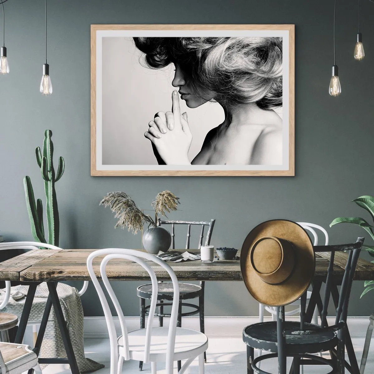 Plakat i ramme af lyst egetræ - Lyt til sig selv - 70x50 cm