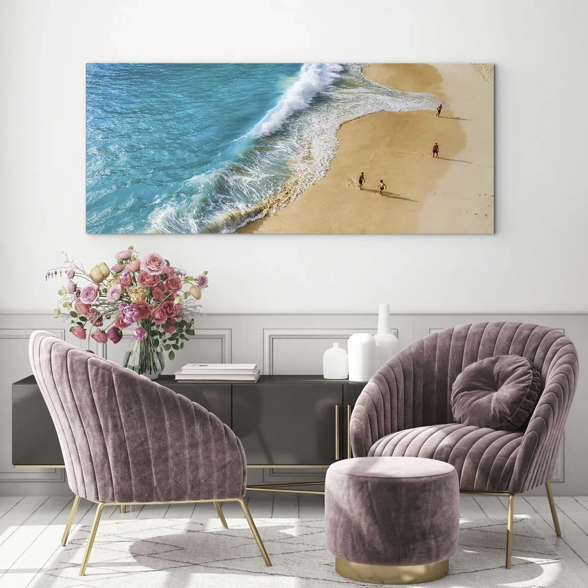 Billede på glas - Og så solen, stranden... - 100x40 cm