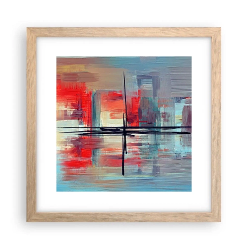 Plakat i ramme af lyst egetræ - Landskab i en ukendt dimension - 30x30 cm