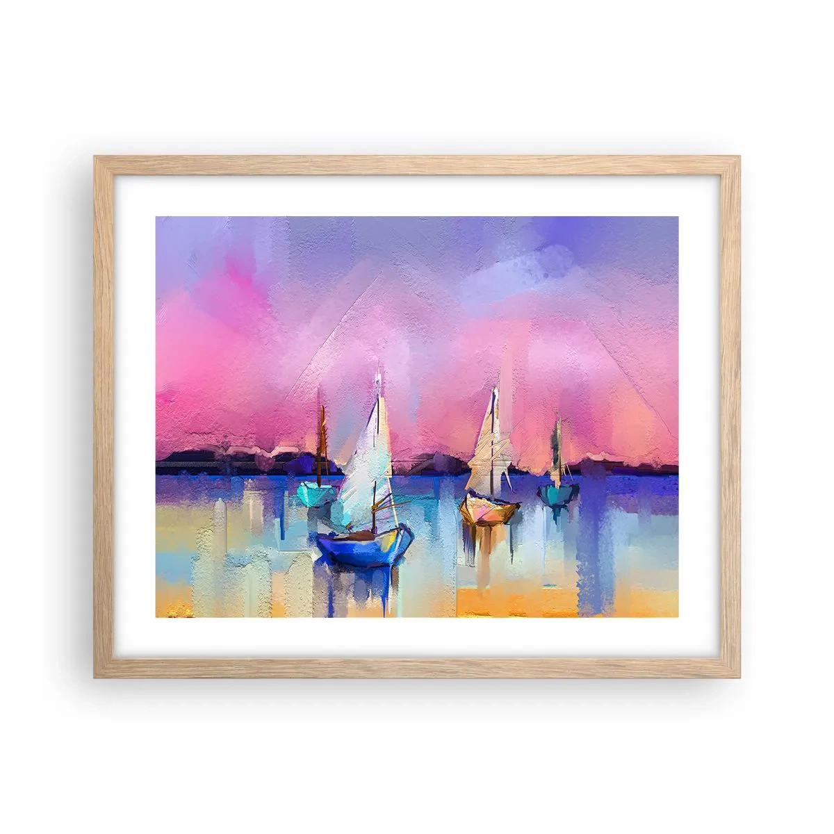 Plakat i ramme af lyst egetræ - Retning: brede farvande - 50x40 cm