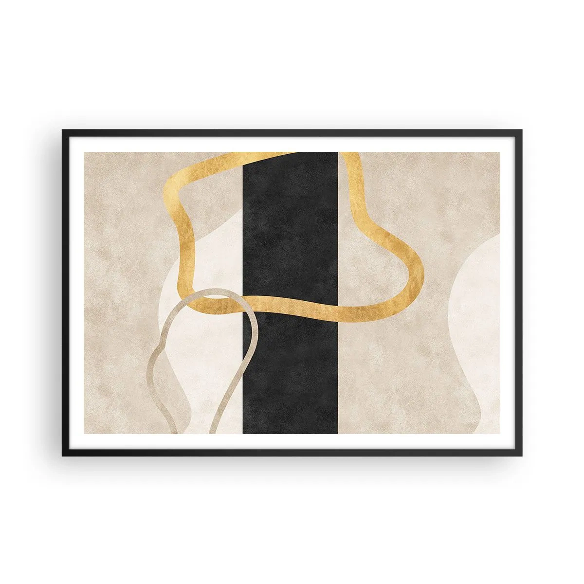 Plakat i sort ramme - Sløjfeformede former - 100x70 cm