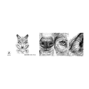 Prøve Fototapet Selvklæbende Deluxe Sticker - En født leder - Ulv, Skitse, skandinavisk - 100x30 cm