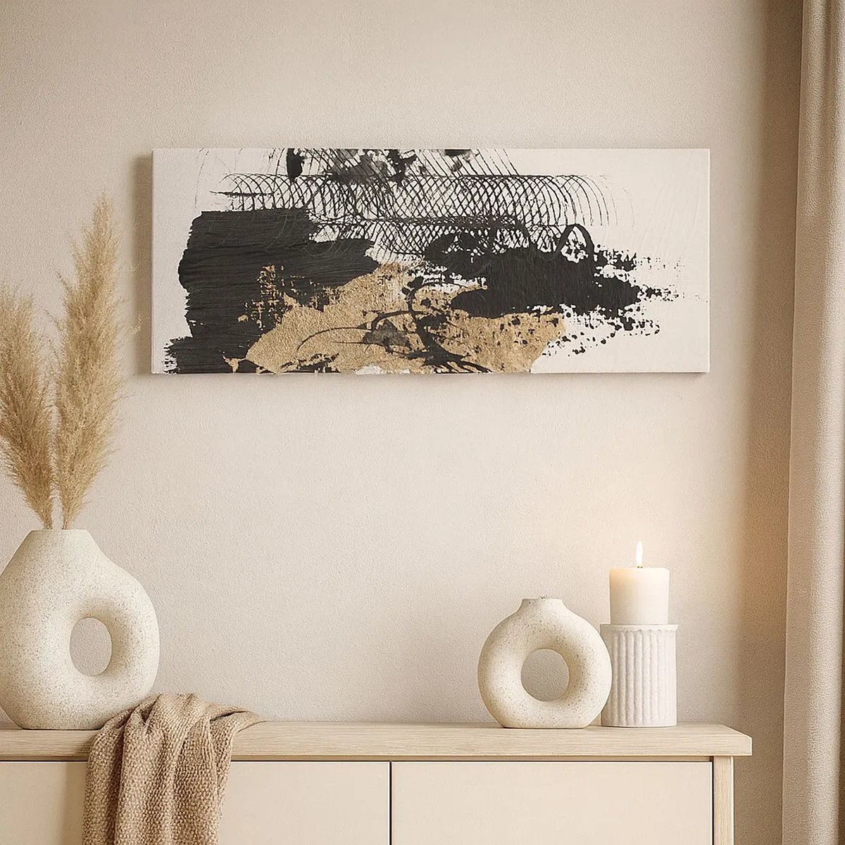 Lærredstryk - Billede på lærred - Komposition med lidenskab - 100x40 cm