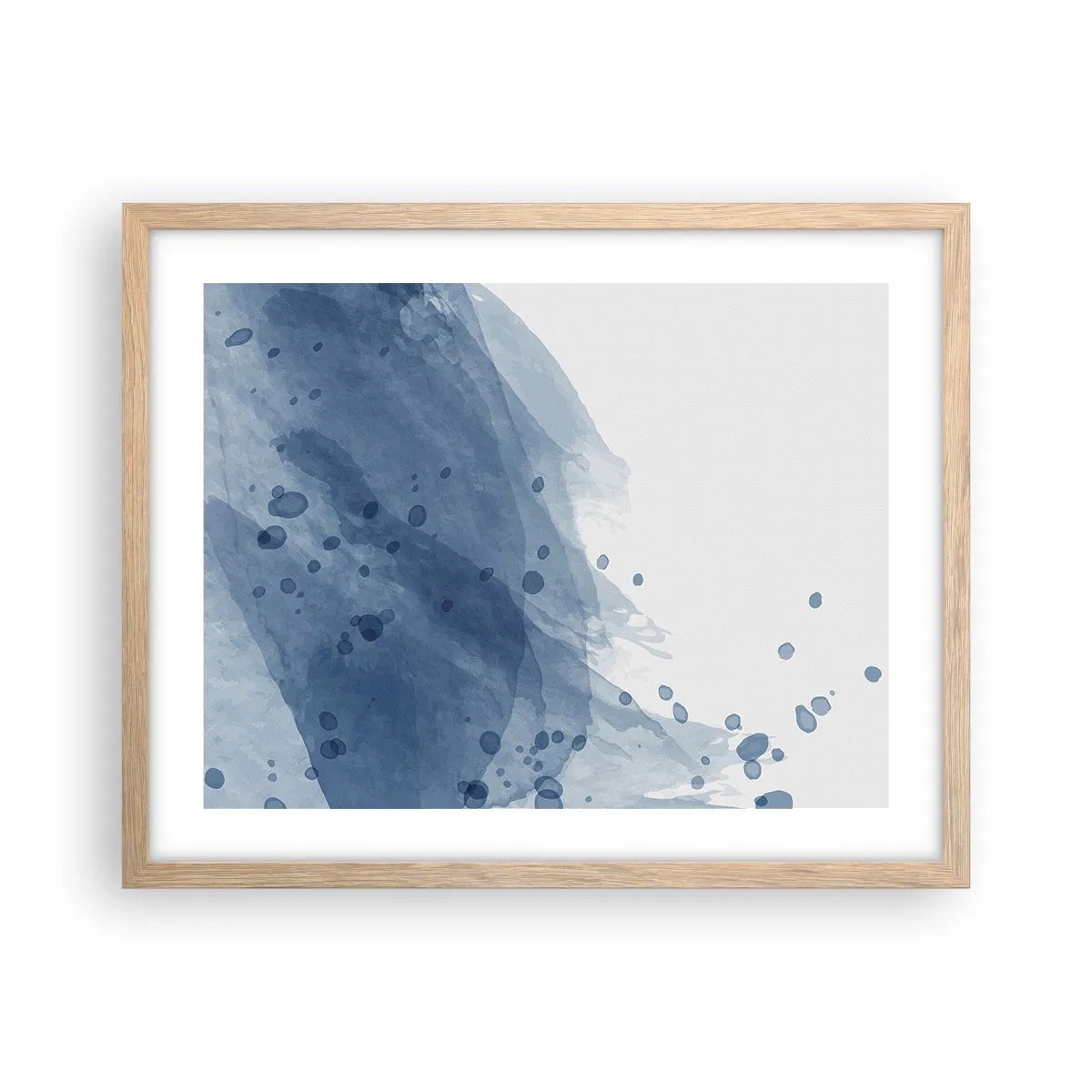 Plakat i ramme af lyst egetræ - Blå tyl - 50x40 cm