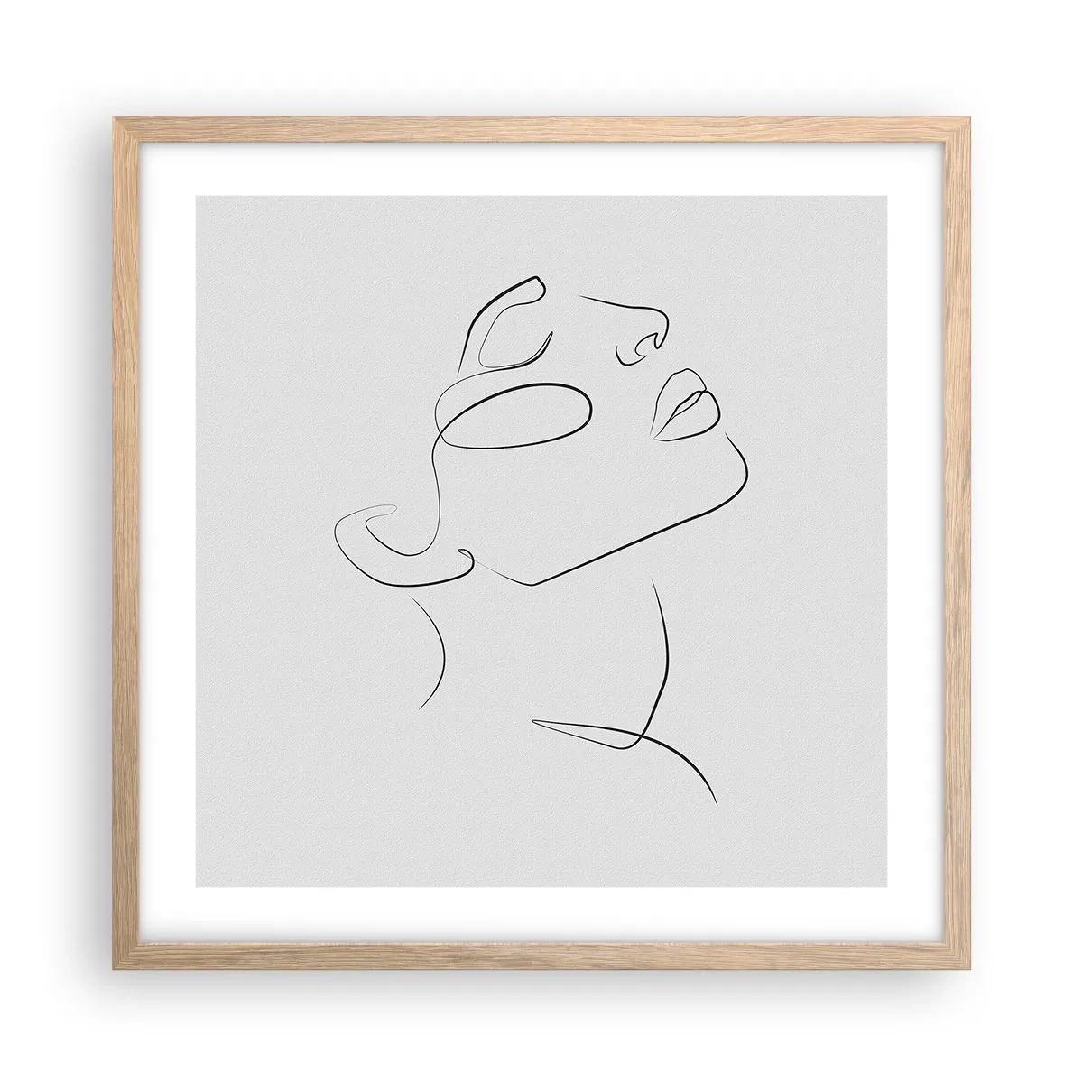 Plakat i ramme af lyst egetræ - En drømmes slyngninger - 50x50 cm