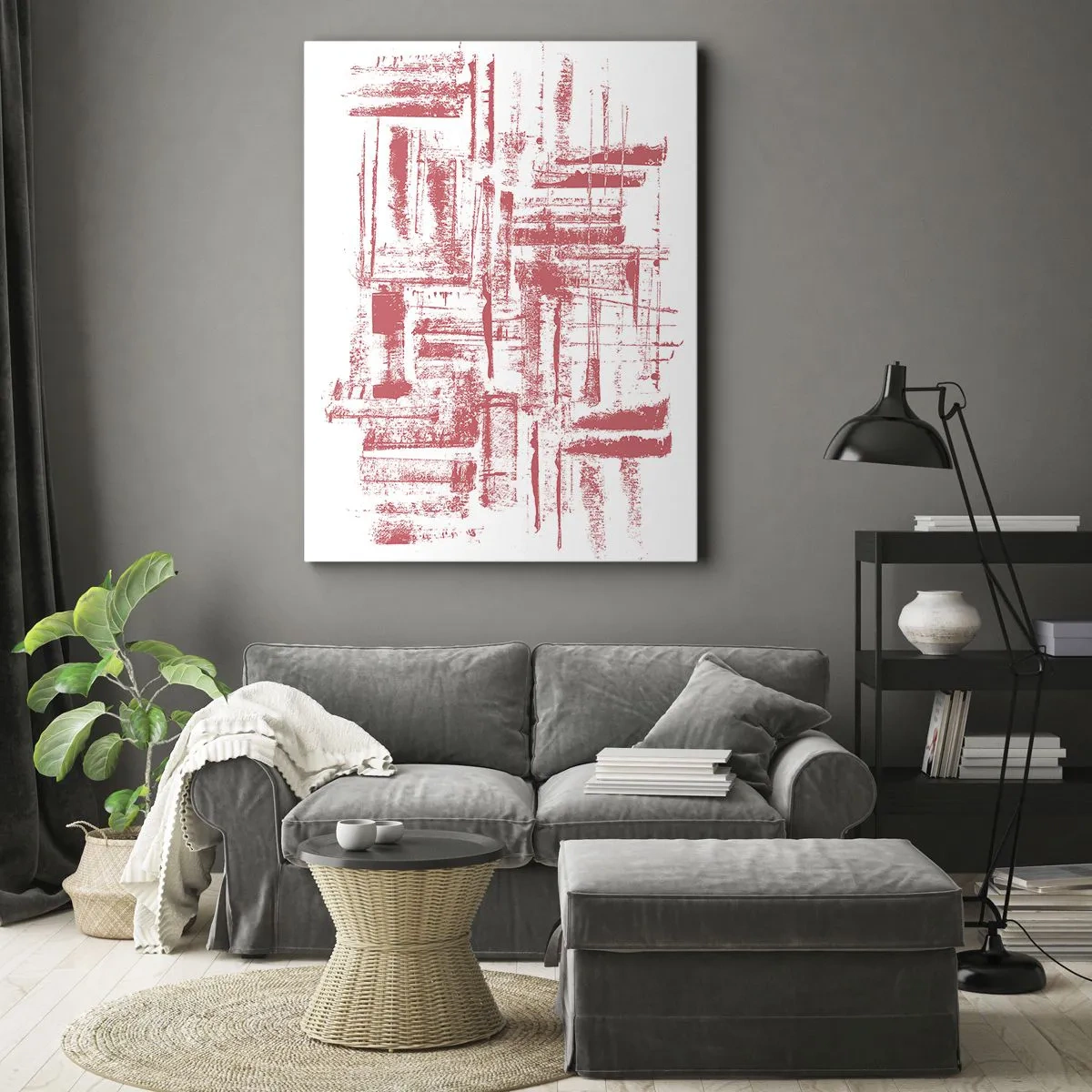 Lærredstryk - Billede på lærred - Rød by - 50x70 cm