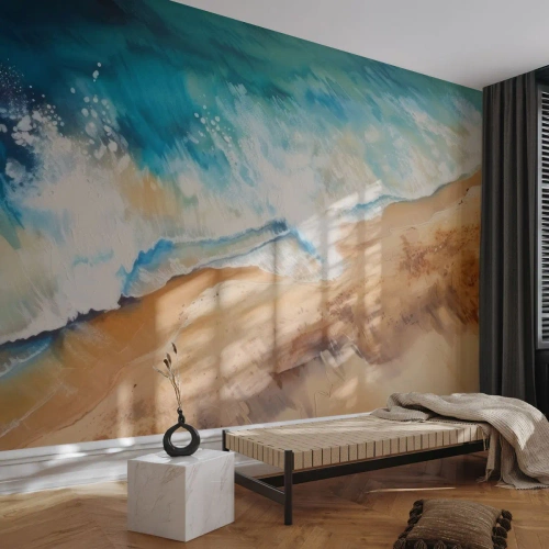 Fototapet Premium Canvas - Tilbagevendende bølge - Kyst, Ved havet, Ocean - 400x280 cm