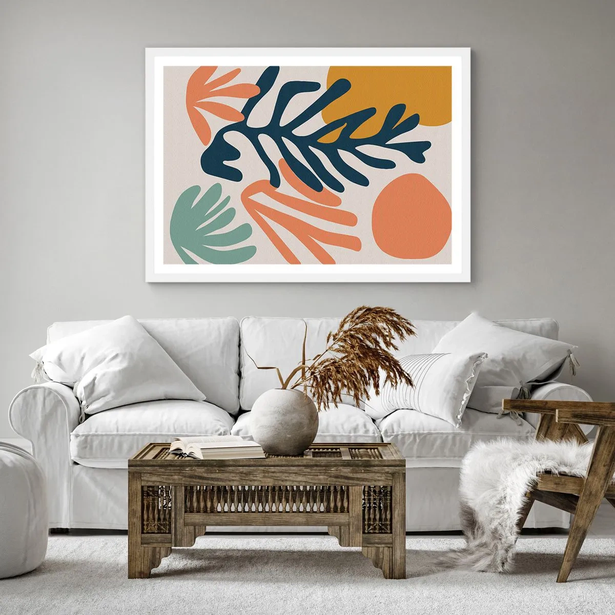 Plakat i hvid ramme - Koralhav - 40x40 cm