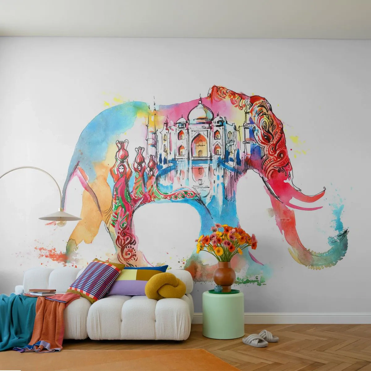 Fototapet Standard Eco - Indien - kærlighedens aura - Abstraktion, Elefant, Indien - 250x175 cm