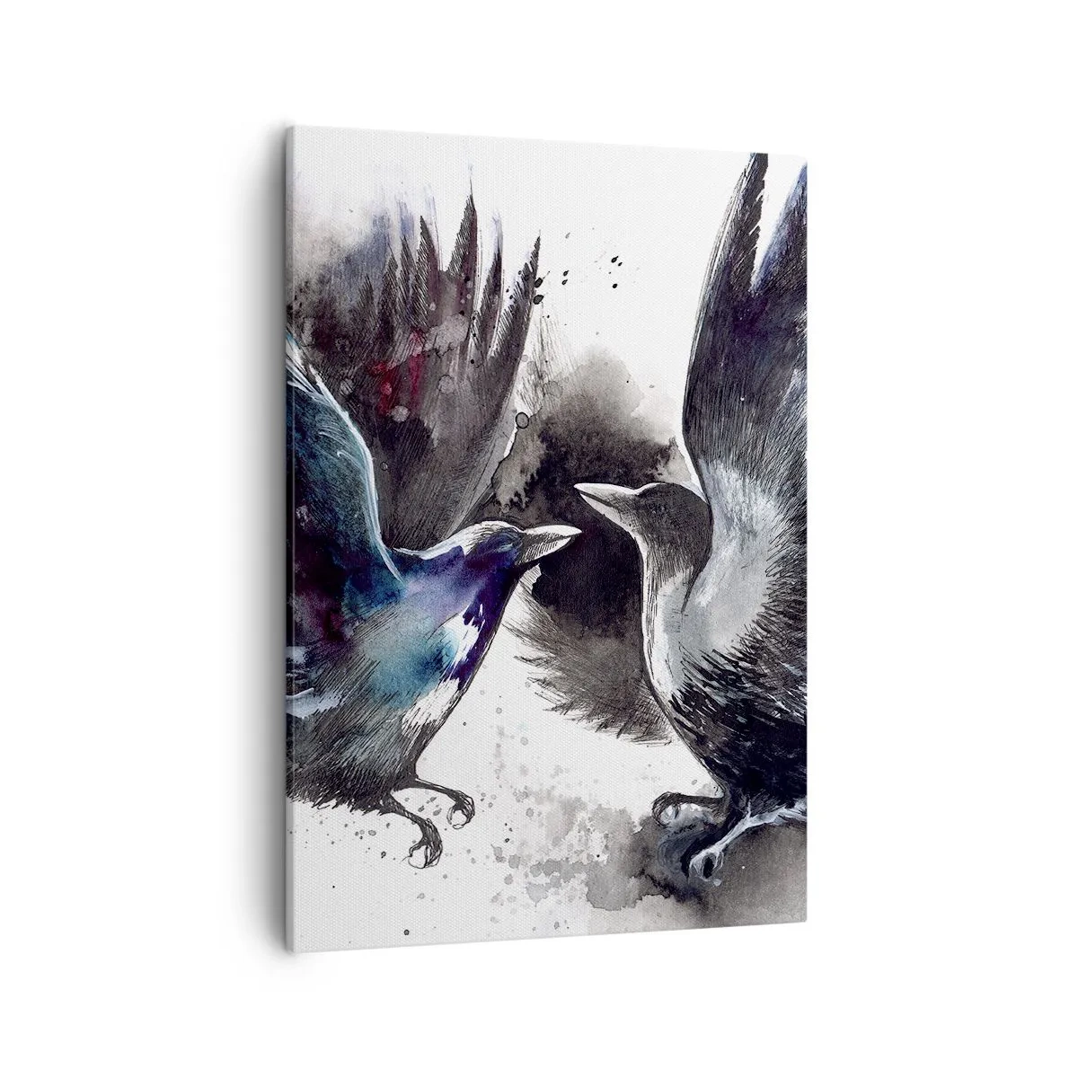 Lærredstryk - Billede på lærred - En ravn til en ravn... - 50x70 cm
