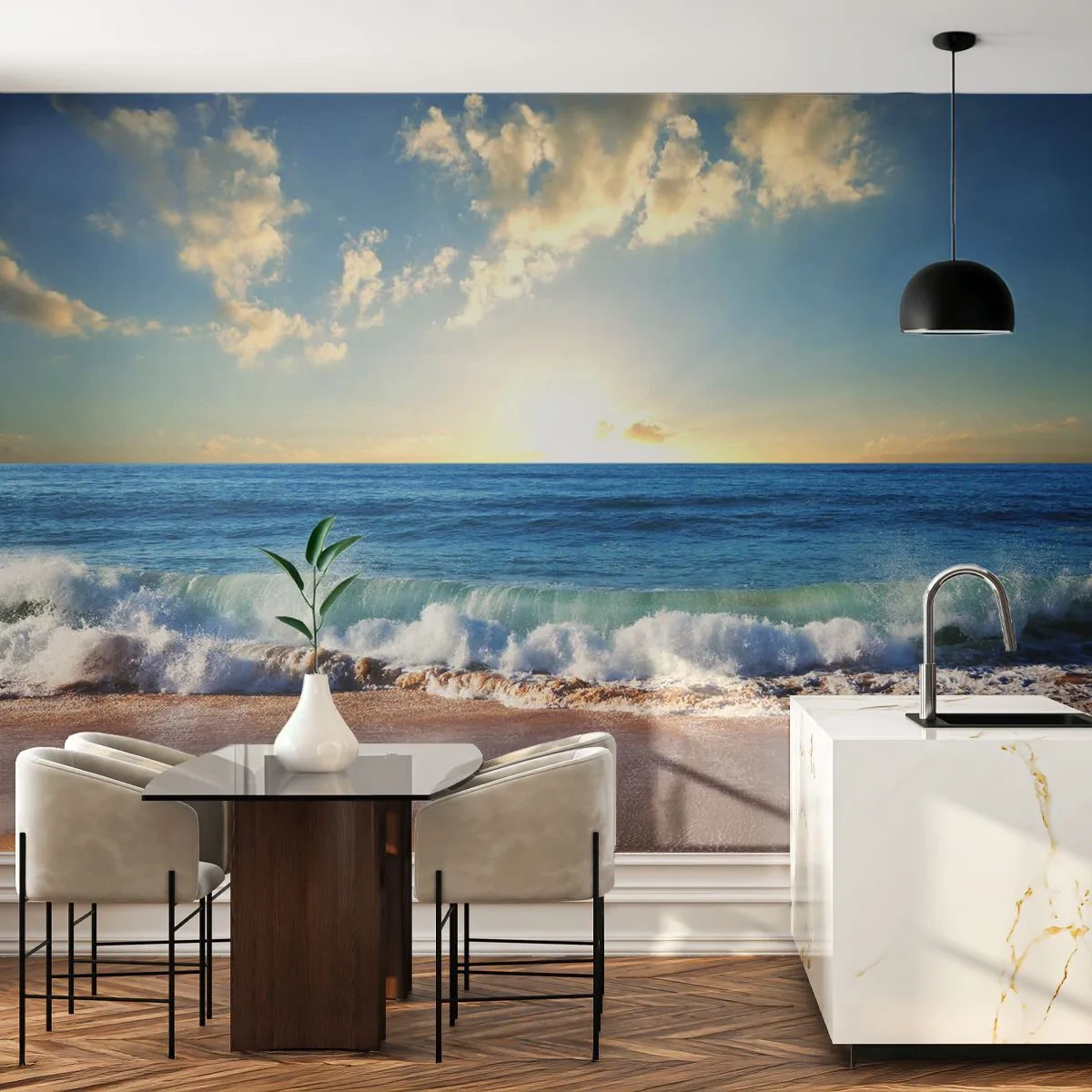 Fototapet Standard Eco - Bevægelse og stilhed på samme tid - Landskab, Hav, Strand - 200x140 cm