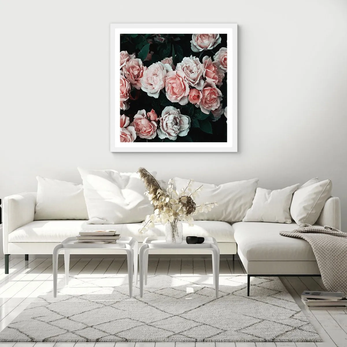 Plakat i hvid ramme - Lyserød ansamble - 30x30 cm