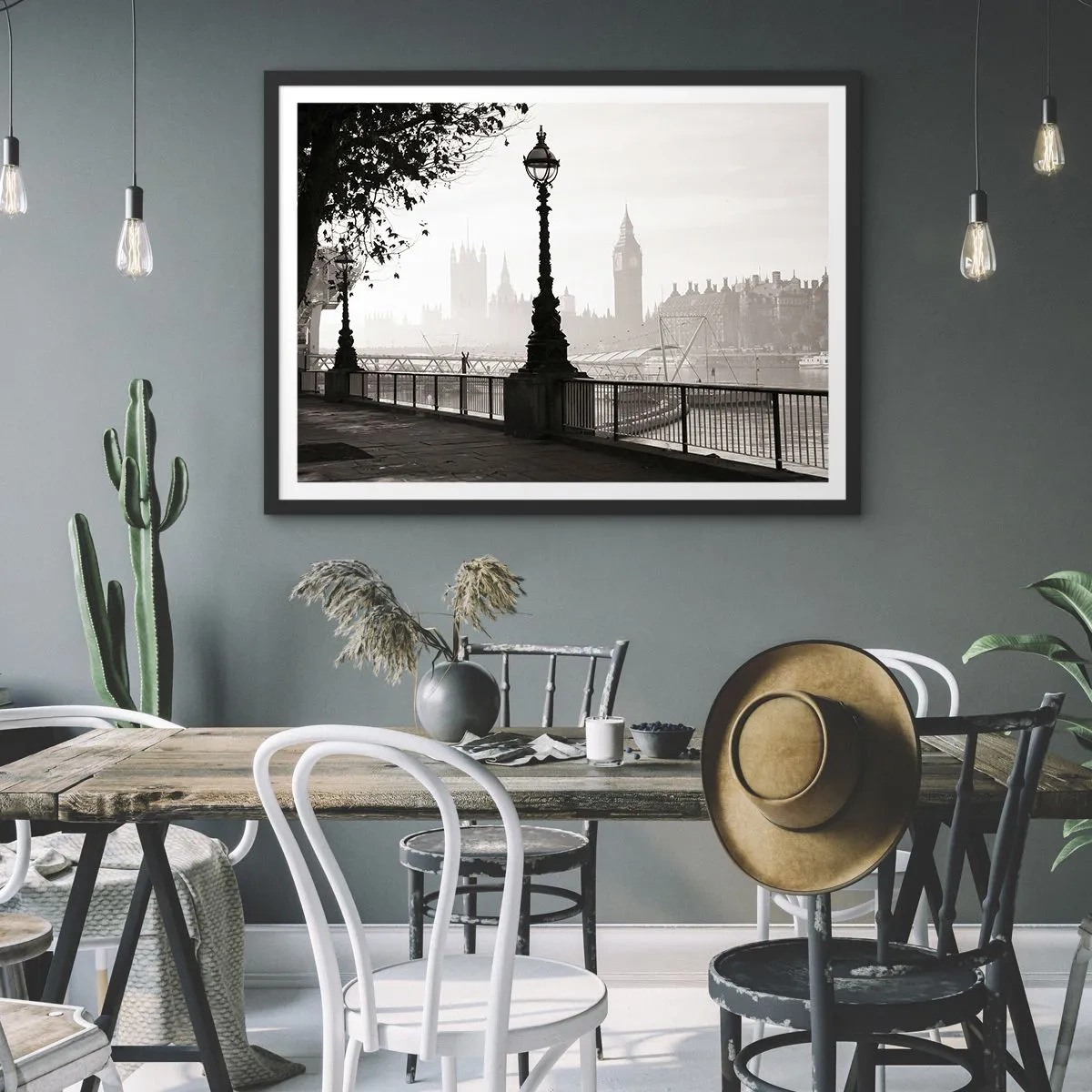 Plakat i sort ramme - London morgen - 50x40 cm