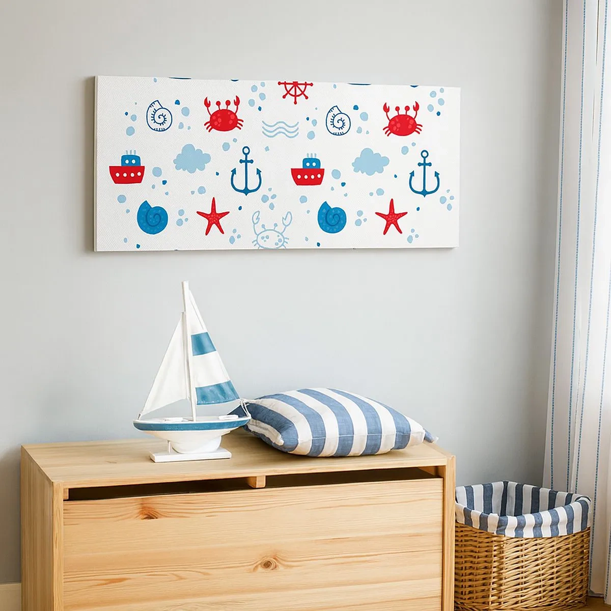 Lærredstryk - Billede på lærred - En fortælling om havet - 100x40 cm