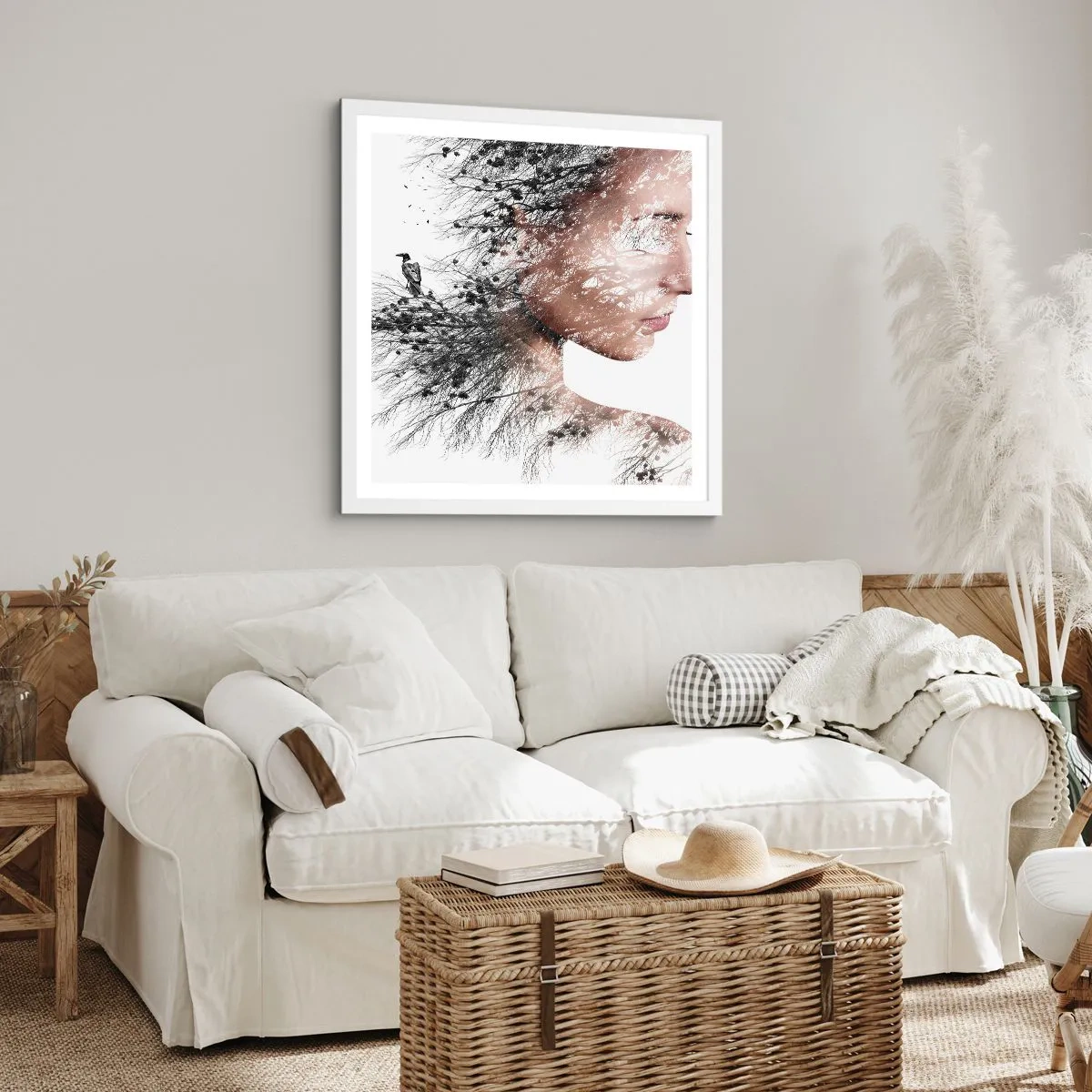 Plakat i hvid ramme - Skovens ånd - 50x50 cm