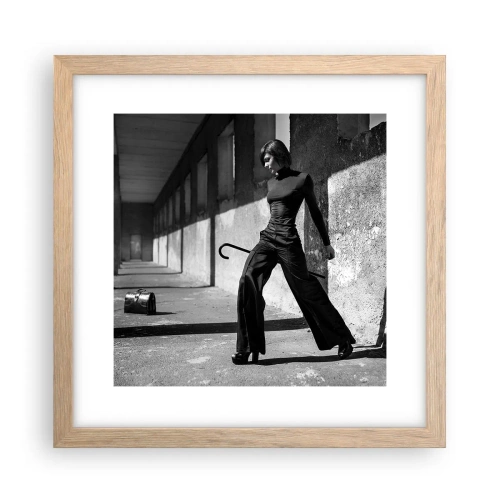 Plakat i ramme af lyst egetræ - Byens elegance - 30x30 cm