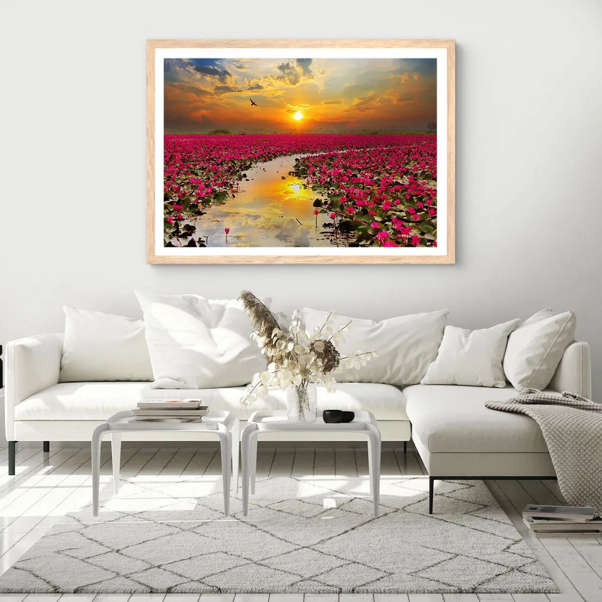 Plakat i ramme af lyst egetræ - Søens hemmelige liv - 100x70 cm