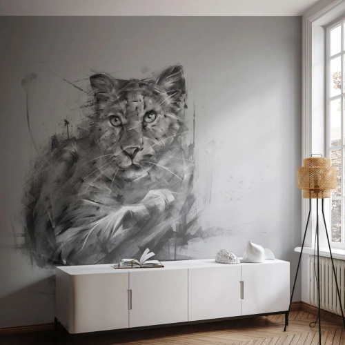 Fototapet Selvklæbende Deluxe Sticker - Ja, jeg lytter godt efter - Panter, Dyr, Vild kat - 400x280 cm