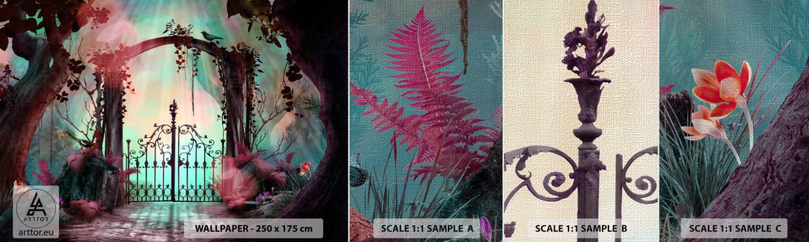 Prøve Fototapet Premium Canvas - Hemmelig have - Fantasi, Hemmelig have, Eventyr - 100x30 cm