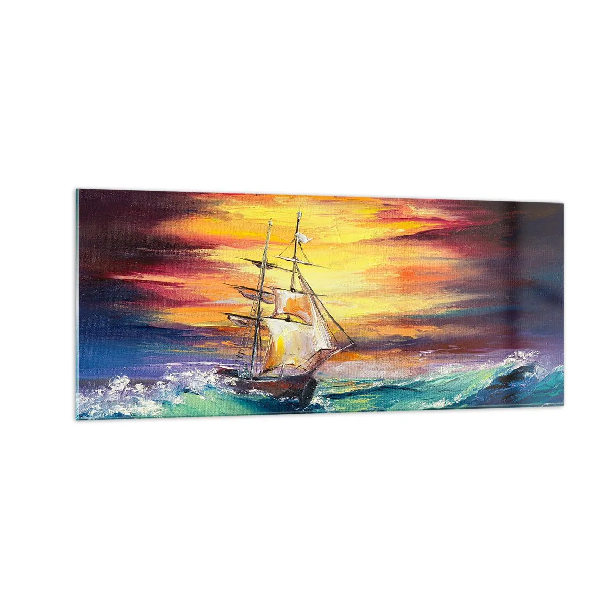 Billede på glas - At trodse bølgerne - 100x40 cm