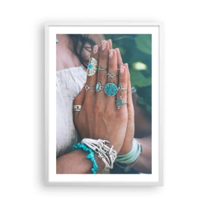 Plakat i hvid ramme - Velkommen til værens centrum - 50x70 cm