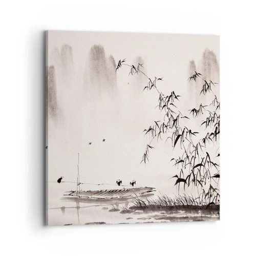 Lærredstryk - Billede på lærred - Stilhed i rismarkerne - 70x70 cm