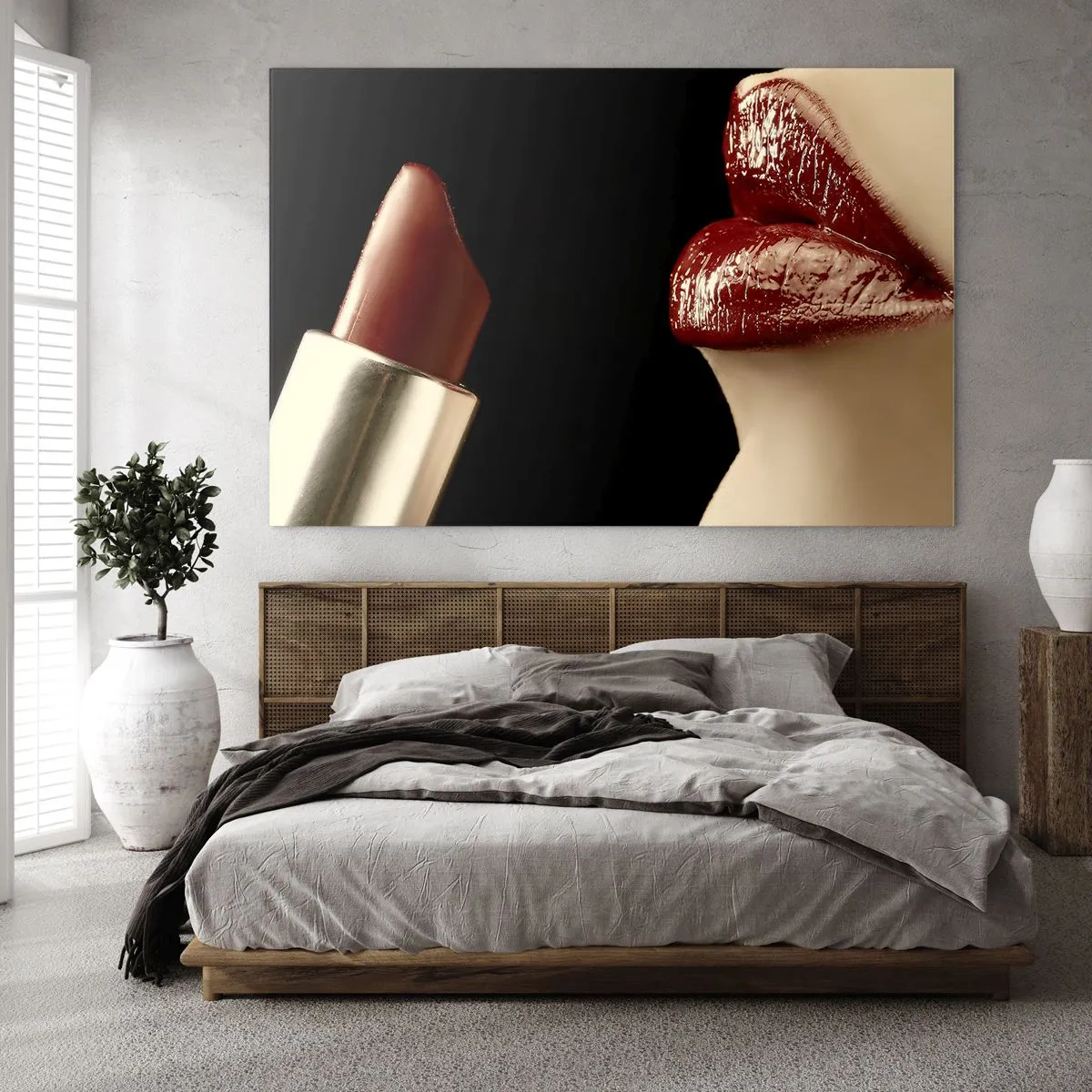 Billede på glas - Karminrødt farves sanselighed og udstråling - 100x70 cm
