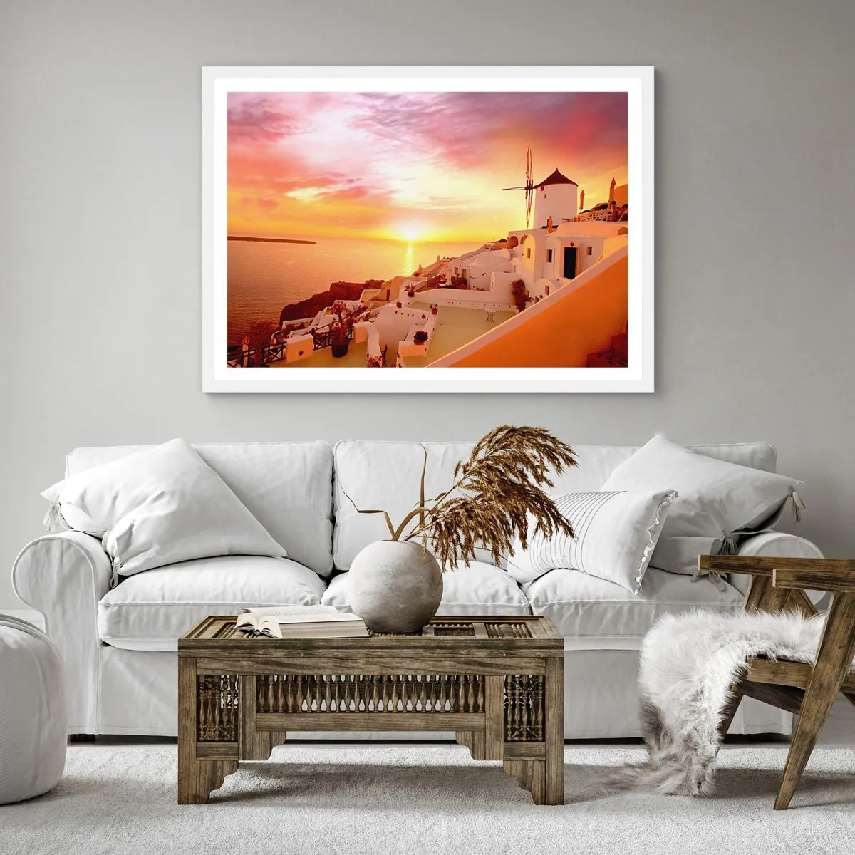 Plakat i hvid ramme - Opløses i hvidt og guld - 50x50 cm