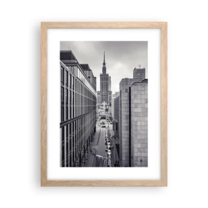 Plakat i ramme af lyst egetræ - Warszawa dalen - 30x40 cm