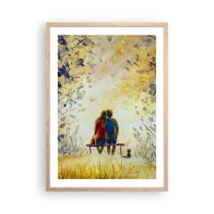 Plakat i ramme af lyst egetræ - Et magisk øjeblik - 50x70 cm