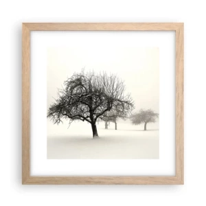 Plakat i ramme af lyst egetræ - Vintersøvn - 30x30 cm