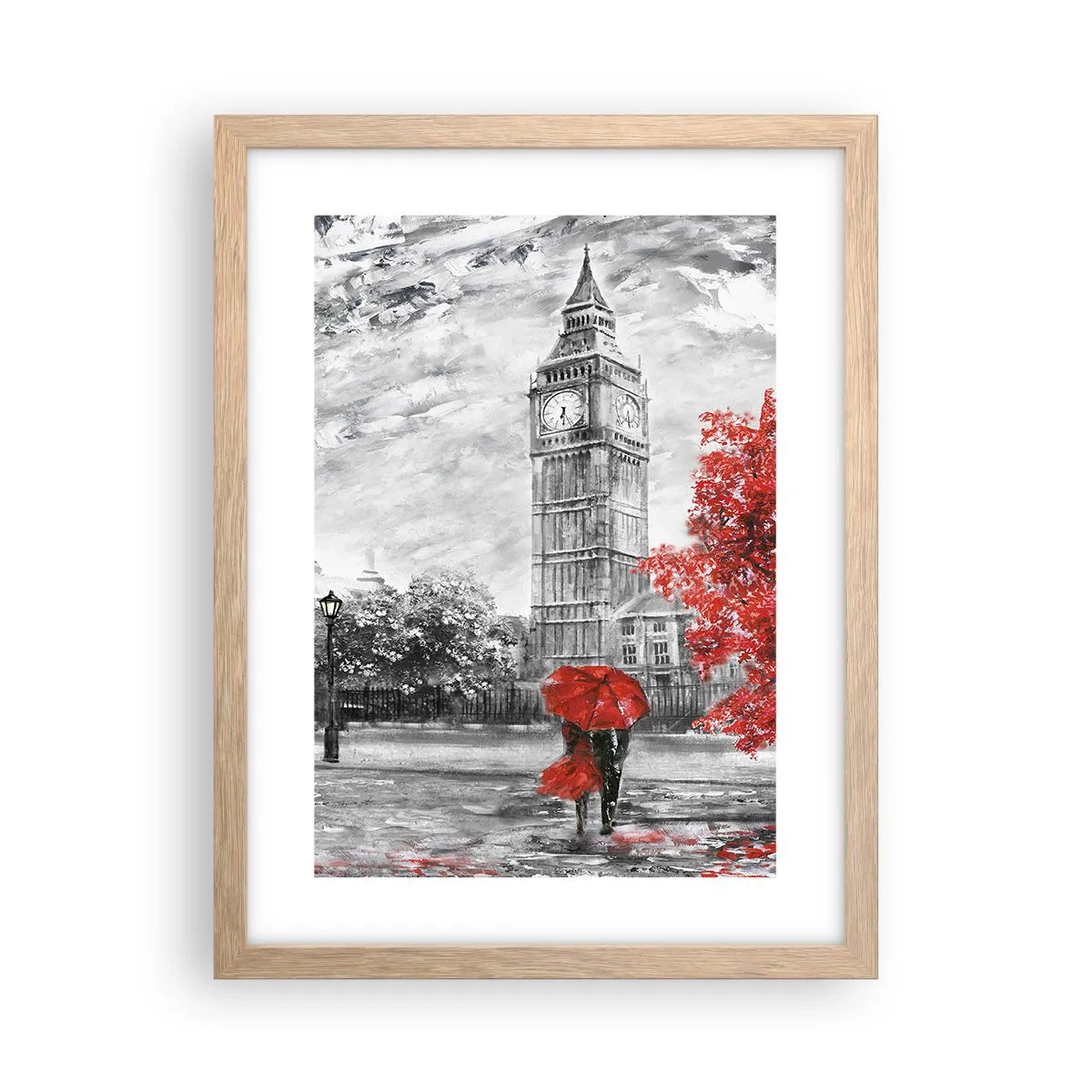 Plakat i ramme af lyst egetræ - En spændende dag - 30x40 cm