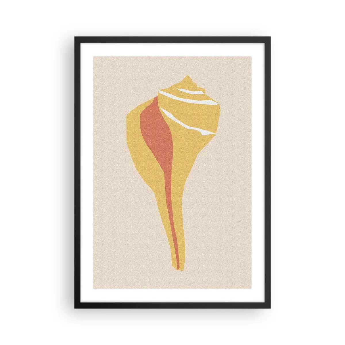 Plakat i sort ramme - Minimalistisk skalgrafik i varme farver - 50x70cm - Organisk abstraktion - vækst - Moderne vægdekoration til stue og soveværelse ARTTOR