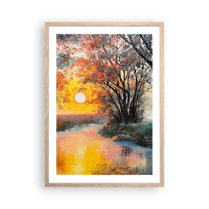 Plakat i ramme af lyst egetræ - Efterårs atmosfære - 50x70 cm