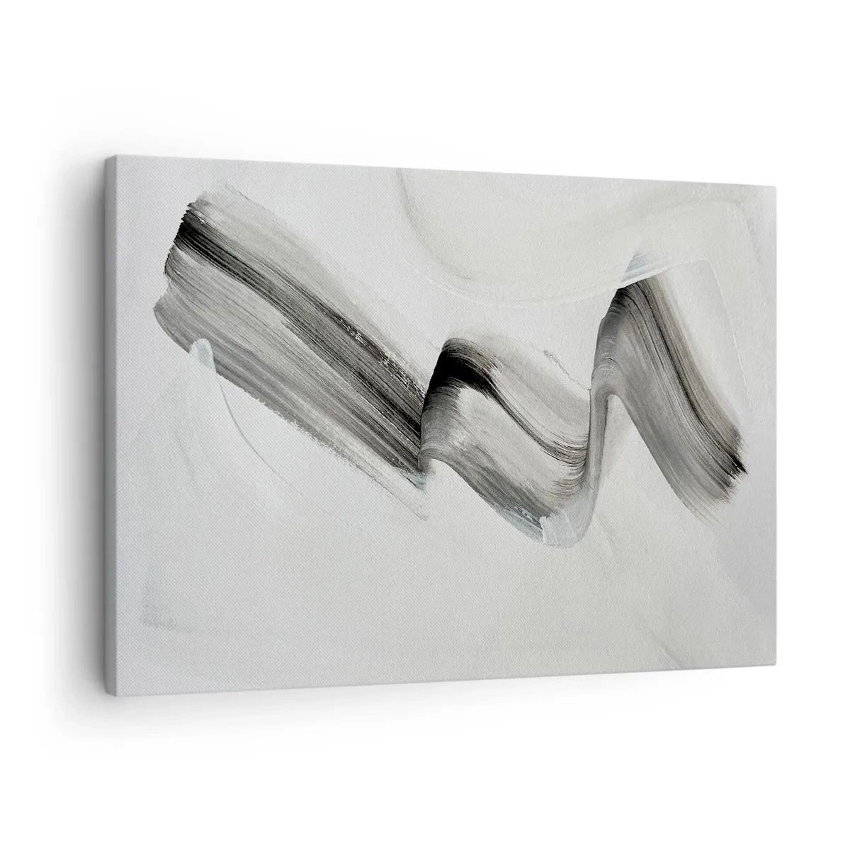 Lærredstryk - Billede på lærred - Abstrakt sort-hvid penselstrøg på en lys baggrund - 70x50cm - Bare for sjov - Moderne vægdekoration til stue og soveværelse ARTTOR