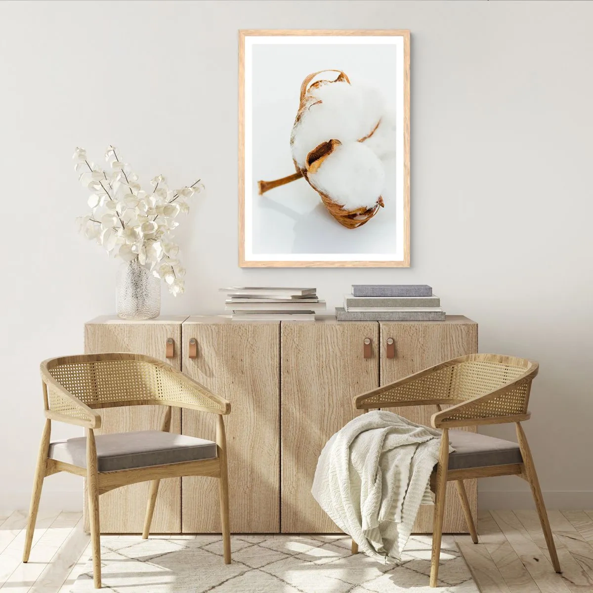 Plakat i ramme af lyst egetræ - Blød af natur - 61x91 cm