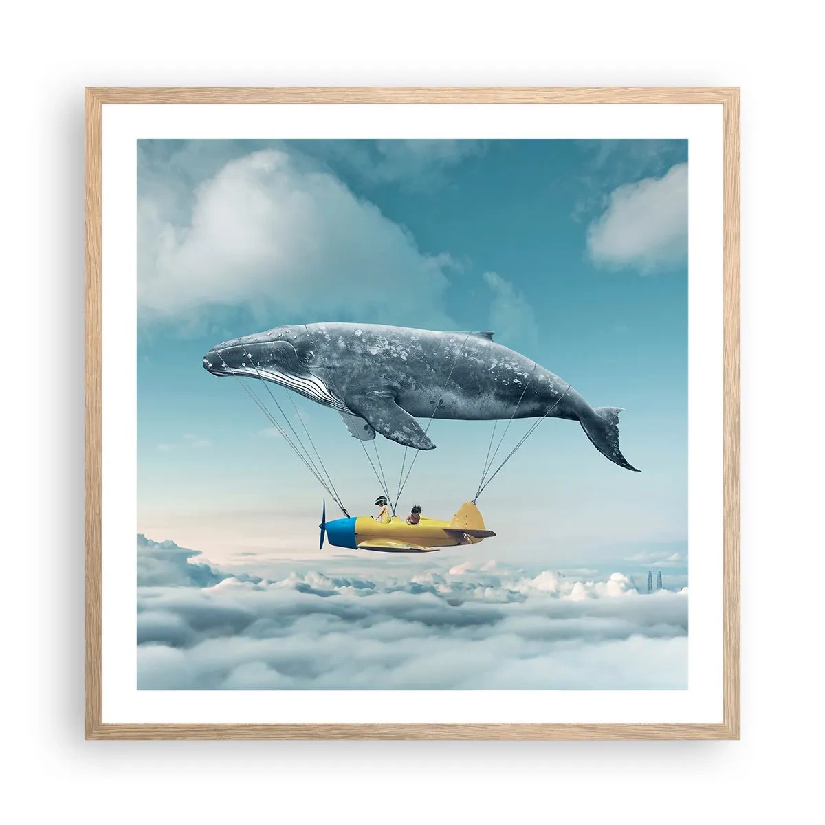 Plakat i ramme af lyst egetræ - Hvorfor ikke? - 60x60 cm