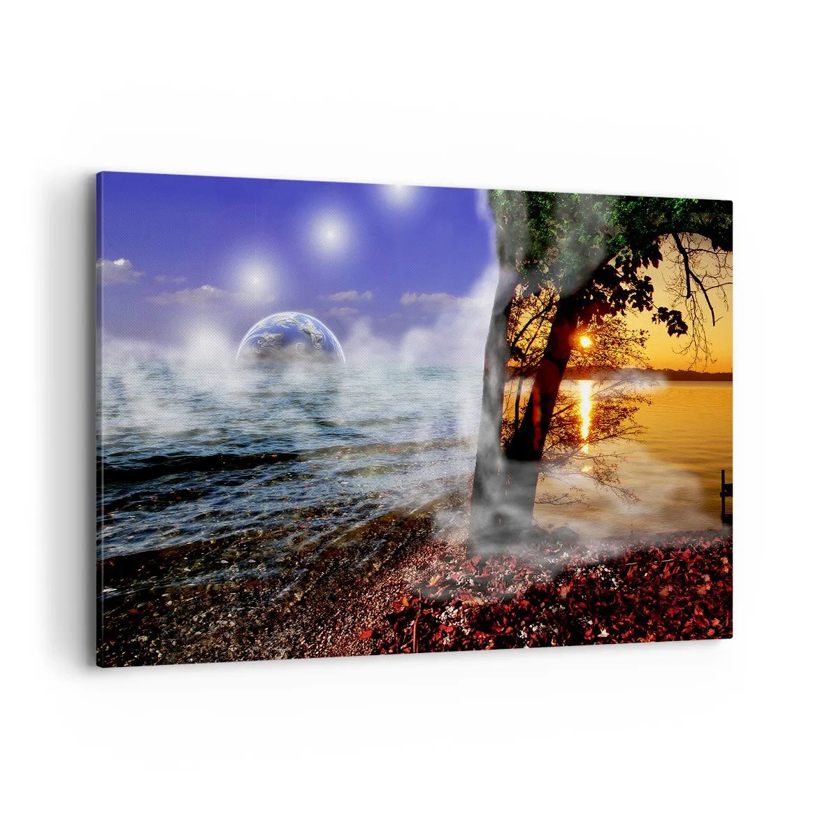 Lærredstryk - Billede på lærred - Surrealistisk landskab - naturens enhed - 120x80 cm