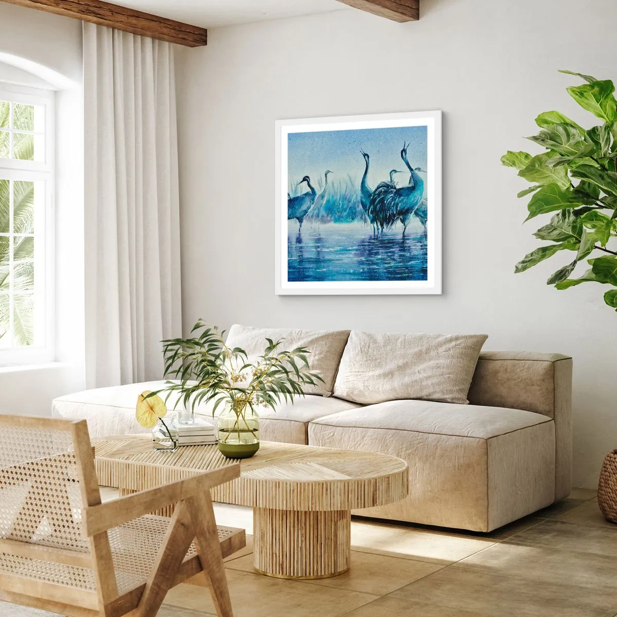 Plakat i hvid ramme - Morgenmøde - 40x40 cm