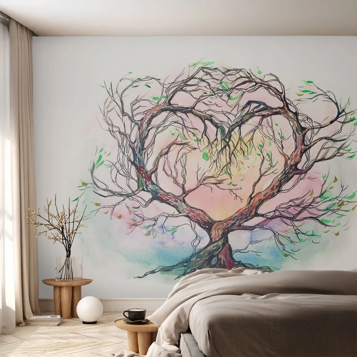 Fototapet Selvklæbende Deluxe Sticker - Sammen mod stormene - Abstraktion, Træ, Stykke - 150x105 cm