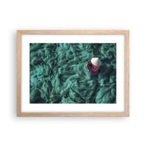 Plakat i ramme af lyst egetræ - I et hav af lys - 40x30 cm