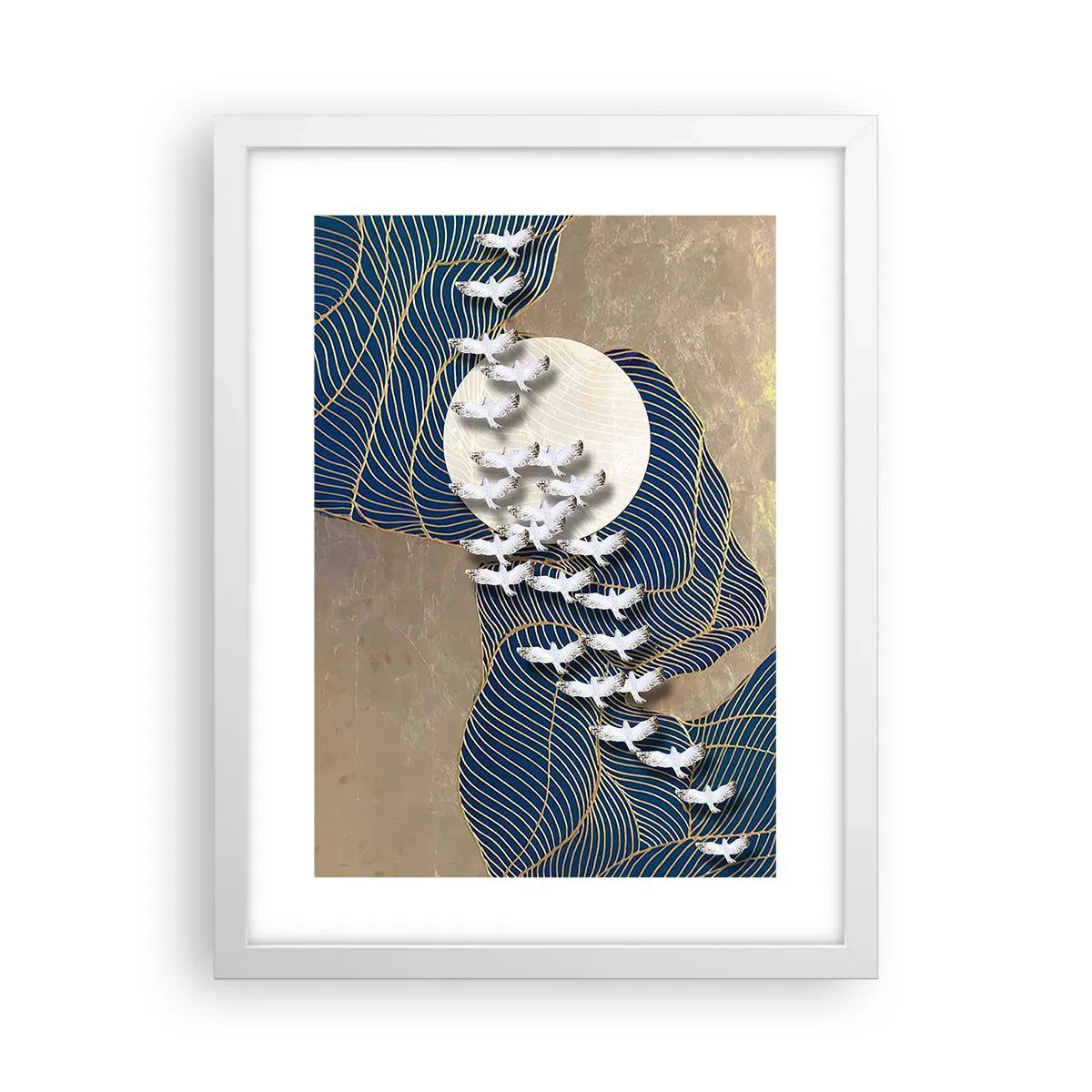 Plakat i hvid ramme - Frihed, rejselyst, fællesskab - 30x40 cm