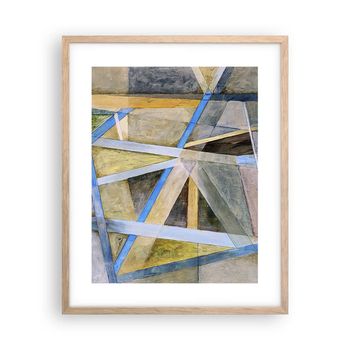 Plakat i ramme af lyst egetræ - Lige eller skråt? - 40x50 cm