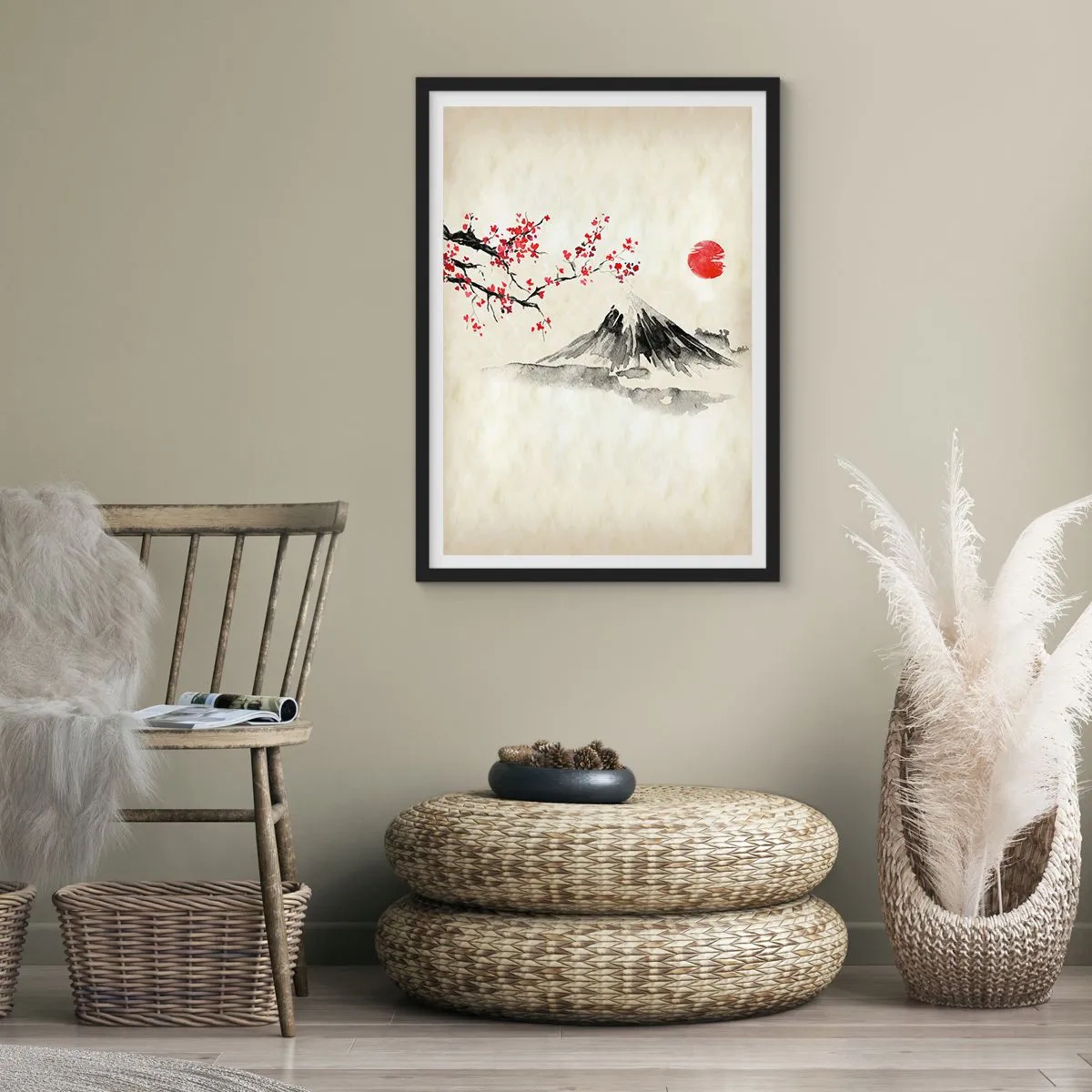 Plakat i sort ramme - Bliv forelsket i Japan - 61x91 cm