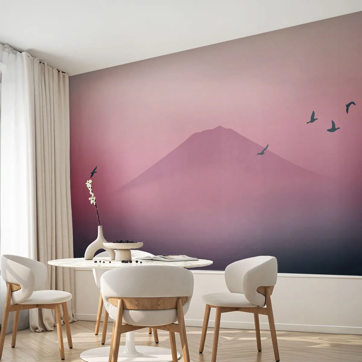 Fototapet Premium Canvas - Vandrer over skyerne - Abstraktion, Landskab, Toppen af bjerget - 350x256 cm