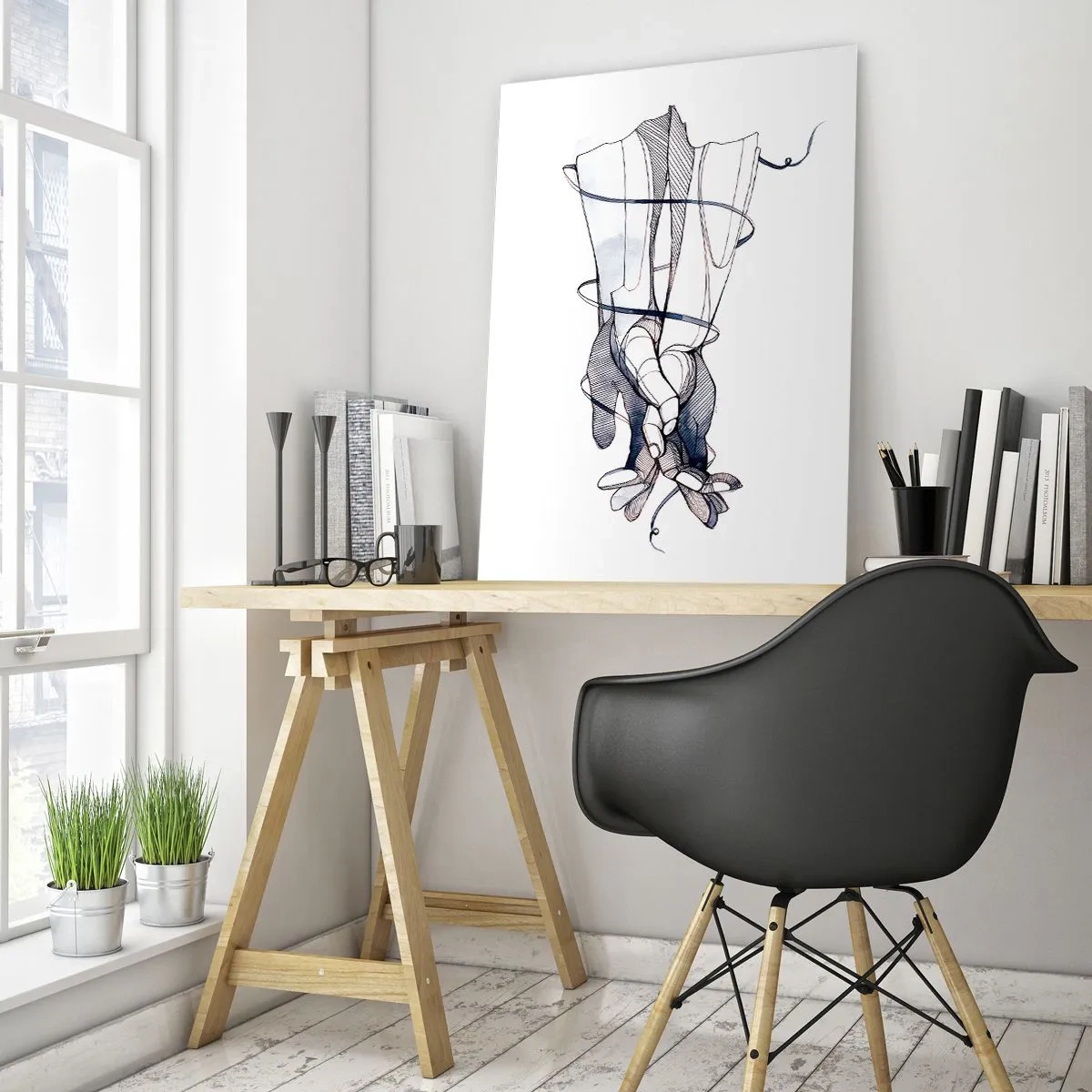 Billede på glas - En undersøgelse af berøring - 80x120 cm