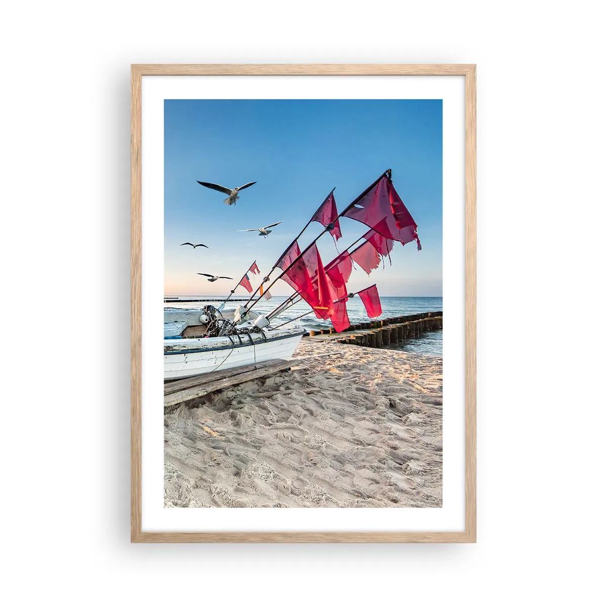 Plakat i ramme af lyst egetræ - Et velfortjent hvil - 50x70 cm