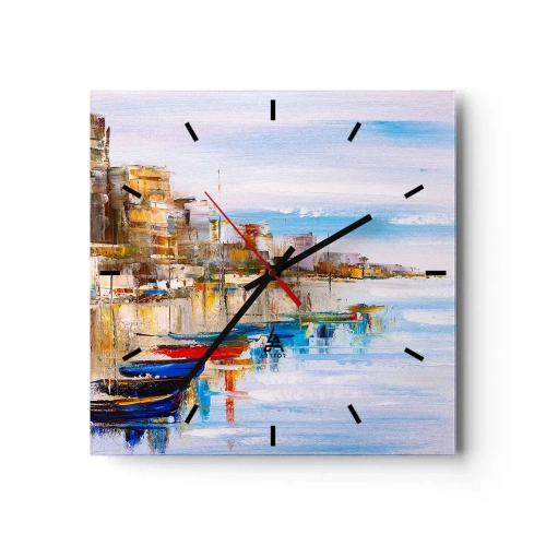 Vægur, Uret - Flerfarvet urban havn - 30x30 cm