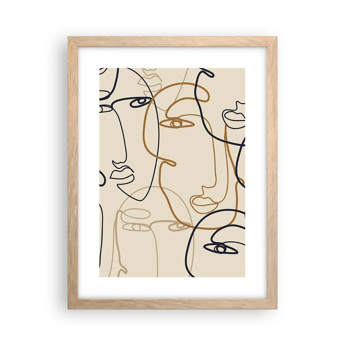 Plakat i ramme af lyst egetræ - Portræt ganget med hinanden - 30x40 cm